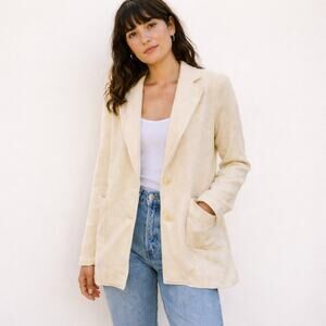 JESS MEANY Blazer Jacket Beige textured Cotton Size Medium